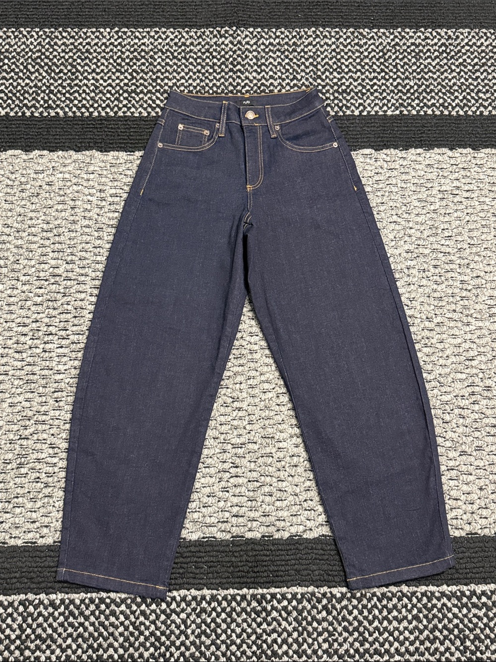 Ruti Barrel Leg Jeans Women's 2 Dark Wash High Rise Ankle Premium Designer Denim
